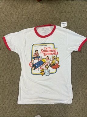 Hot Topic White Ringer Tee with Red Trim